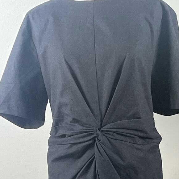 Bohme Black Short Sleeve Cinched Waist Mid Dress Size Large - Picture 2 of 10